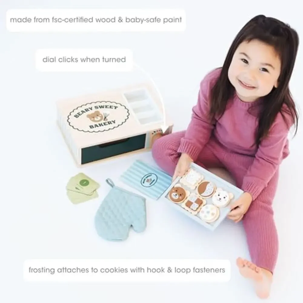 NEW Pearhead Wooden Bakery Montessori Pretend Play Toy Set NIB